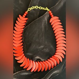 Vintage Monet red necklace with half moon shapes